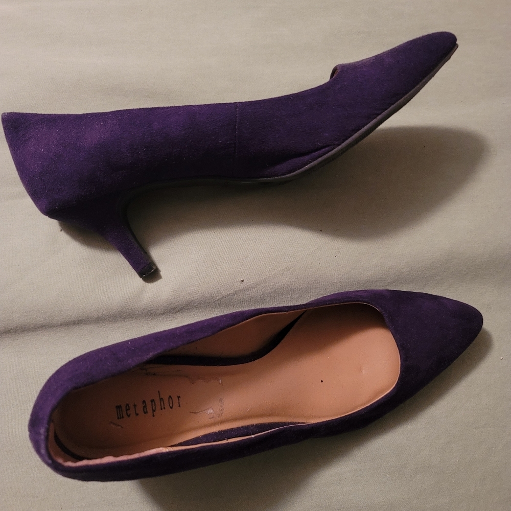 Purple suede heels